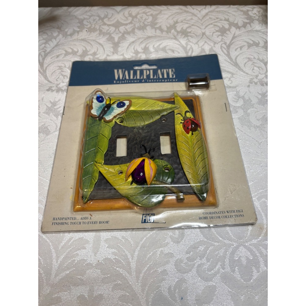 Figi Flying Colors Double Wallplate Handpainted Butterfly Ladybug SPD-FC-101
